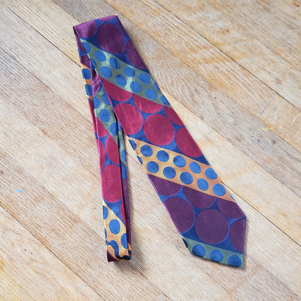 DeSantis Collection polkadot circles Silk Tie Made in Italy formal fancy date